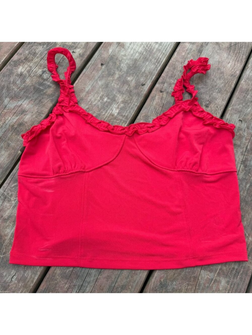 Aeropostale Red Ruffle Strap Tank Top Size L